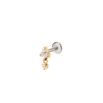 Vanchi Women's Crystal Dangle Threadless Flat Back Titanium Cartilage Stud In Gold