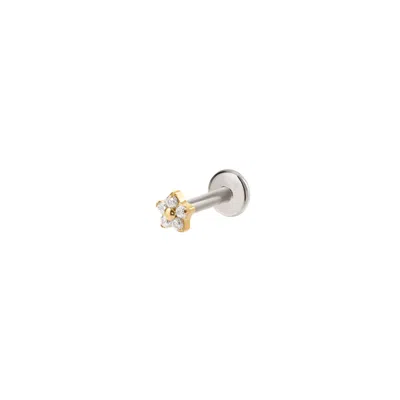 Vanchi Women's Crystal Flower Threadless Flat Back Titanium Cartilage Stud In Gold