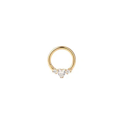 Vanchi Women's Crystal Heart Titanium Daith Ring In Gold