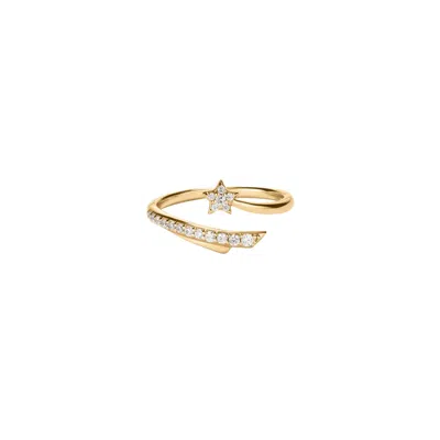 Vanchi Women's Crystal Shooting Star Open Ring In Gold