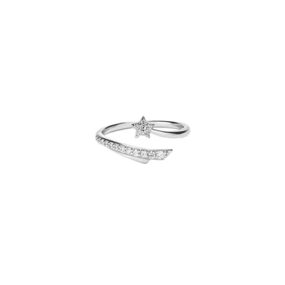 Vanchi Women's Crystal Shooting Star Open Ring In Silver