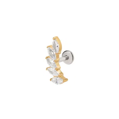 Vanchi Women's Curved Marquise Threadless Flat Back Titanium Cartilage Stud In Gold