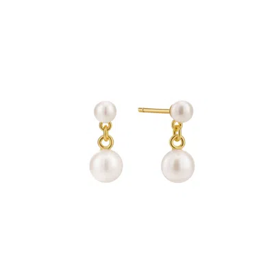 Vanchi Women's Double Freshwater Pearl Drop Stud Earrings In Gold