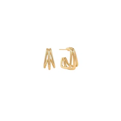Vanchi Women's Esther Square Hoop Stud Earrings In Gold
