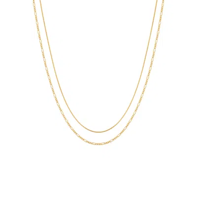 Vanchi Women's Figaro And Box Chain Layered Necklace In Gold