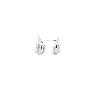 Vanchi Women's Flame Stud Earrings In Silver