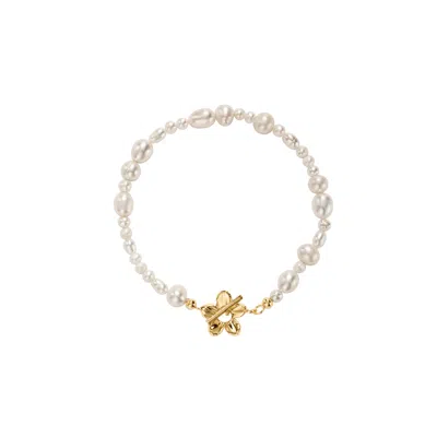 Vanchi Women's Flora Multi Pearl Toggle Bracelet In Gold