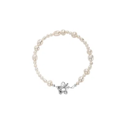 Vanchi Women's Flora Multi Pearl Toggle Bracelet In Silver