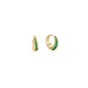 Vanchi Women's Gold / Green Georgie Crystal Knife Edge Huggie Hoop Earrings In Green Gold In Multi