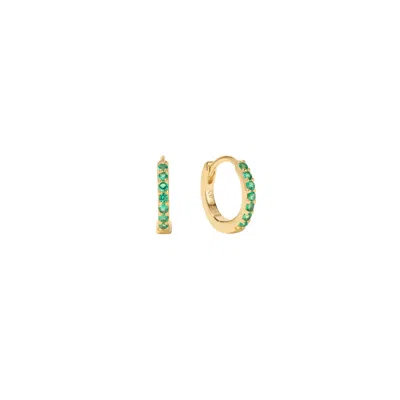 Vanchi Women's Gold / Green Kiki Crystal Huggie Earrings In Gold/green