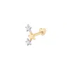 Vanchi Women's Gold / Silver 14k Solid Mixed Gold Star Cluster Flat Back Stud In Gold