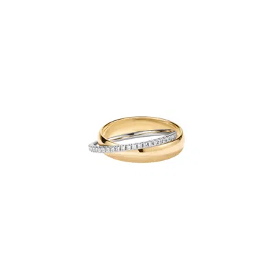 Vanchi Women's Gold / Silver Mixed Metal Interlocking Ring In Gold/silver