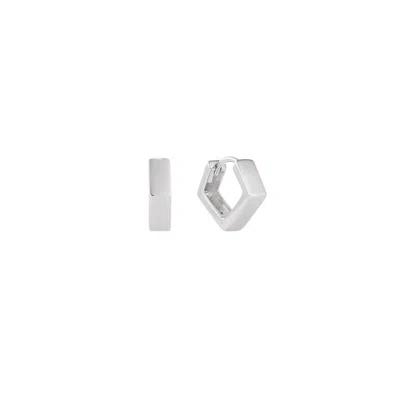 Vanchi Women's Judith Hexagon Angular Huggies In Silver