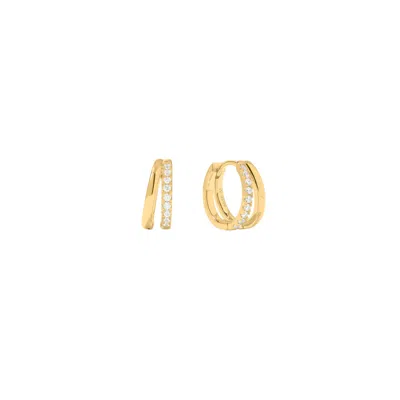 Vanchi Women's Kira Crystal Double Hoop Huggies In Gold