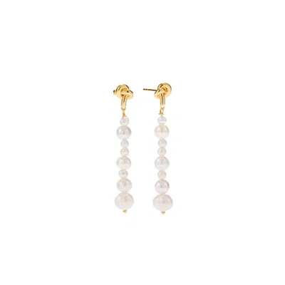 Vanchi Women's Knot Multi Pearl Drop Earrings In Gold