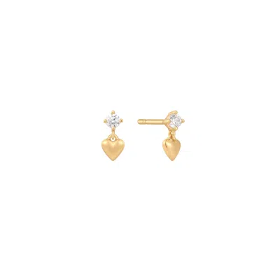 Vanchi Women's Lilian Crystal Heart Studs Earrings In Gold