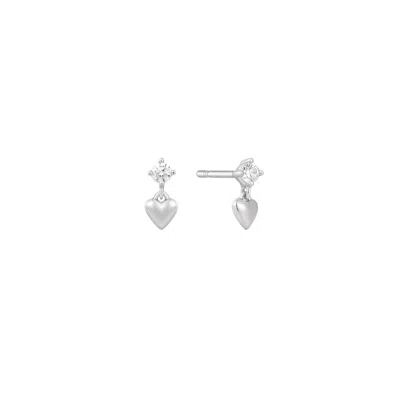 Vanchi Women's Lilian Crystal Heart Studs Earrings In Silver In Metallic