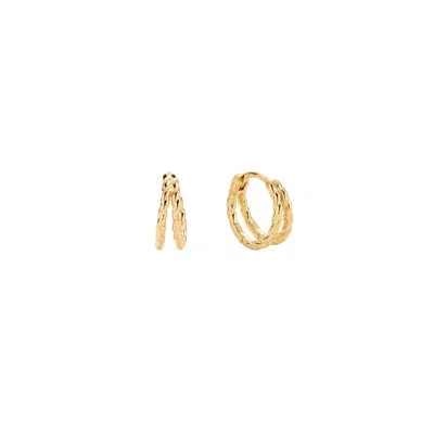 Vanchi Women's Mae Twist Double Huggie Earrings In Gold