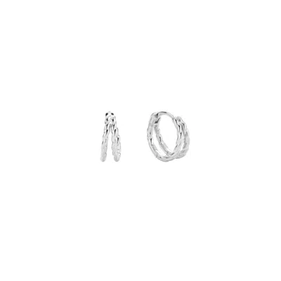 Vanchi Women's Mae Twist Double Huggie Earrings In Silver