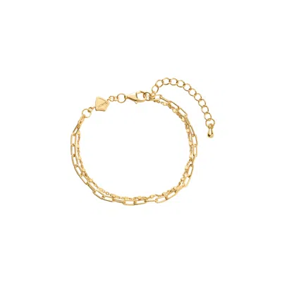 Vanchi Women's Mini Paperclip Double Chain Bracelet In Gold