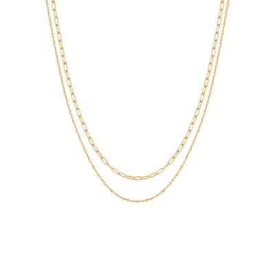 Vanchi Women's Mini Paperclip Double Chain Necklace In Gold