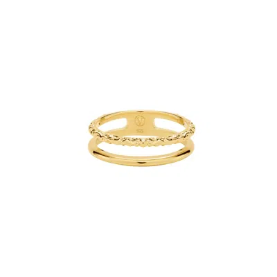 Vanchi Women's Molten Double Band Ring In Gold