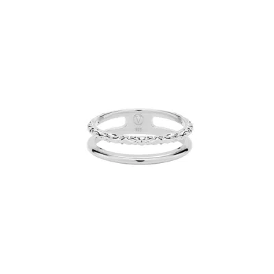 Vanchi Women's Molten Double Band Ring In Silver
