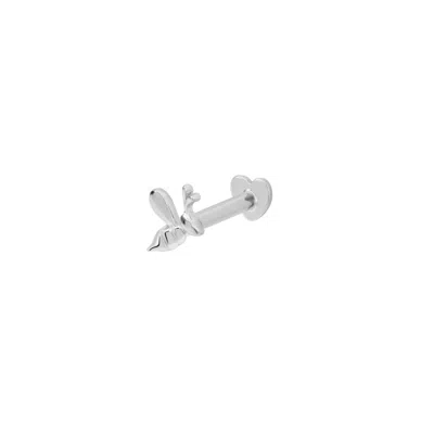 Vanchi Women's Silver 14k Solid White Gold Bumble Bee Flat Back Stud Right Facing