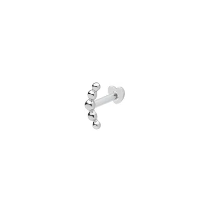 Vanchi Women's Silver 14k Solid White Gold Curved Ball Flat Back Stud