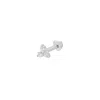 Vanchi Women's Silver 14k Solid White Gold Lab-grown Diamond Trinity Flat Back Stud In Silver
