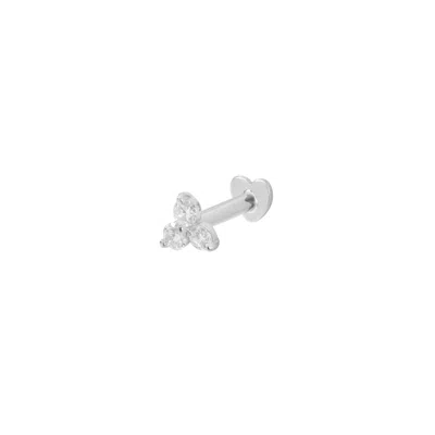 Vanchi Women's Silver 14k Solid White Gold Lab-grown Diamond Trinity Flat Back Stud
