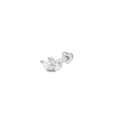 Vanchi Women's Silver 14k Solid White Gold Lab-grown Diamond Lotus Flat Back Stud