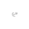Vanchi Women's Silver 14k Solid White Gold Moon Flat Back Stud In Silver