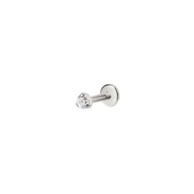 Vanchi Women's Silver 2.5mm Martini Set Threadless Flat Back Titanium Cartilage Stud In Platinum