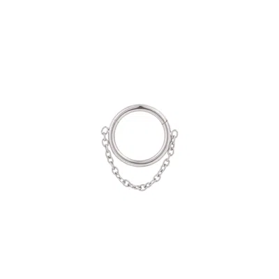 Vanchi Women's Silver Chain Clicker Titanium Ring In Platinum