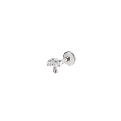 Vanchi Women's Silver Crystal Mushroom Threadless Flat Back Titanium Cartilage Stud In Platinum