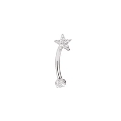 Vanchi Women's Silver Crystal Star Titanium Rook Barbell In Platinum