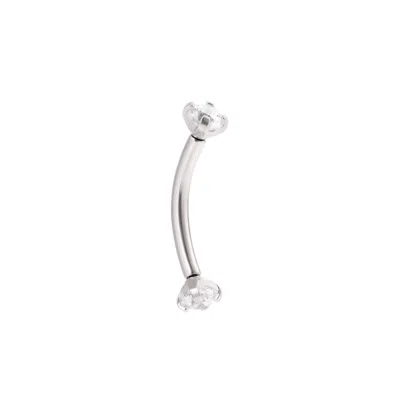 Vanchi Women's Silver Crystal Titanium Rook Barbell In Platinum