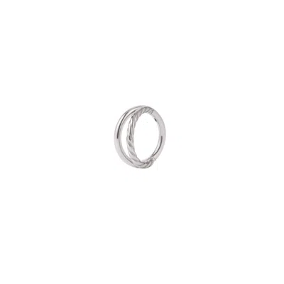 Vanchi Women's Silver Double Clicker Titanium Ring In Platinum