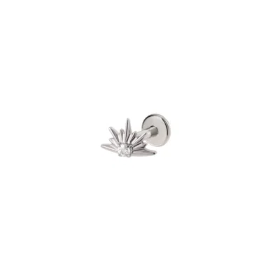 Vanchi Women's Silver Sunburst Threadless Flat Back Titanium Cartilage Stud In Platinum
