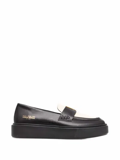 Vanda Novak Kayla Two-tone Logo-plaque Loafers In Black