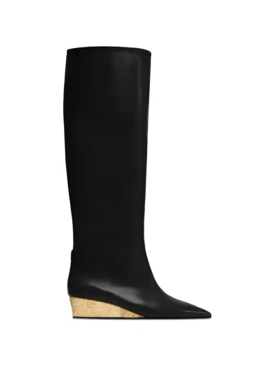 Vanda Novak Sophia Knee-high Heeled Boots In Black