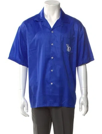 Pre-owned Vandy The Pink Graphic Print Short Sleeve Shirt In Blue