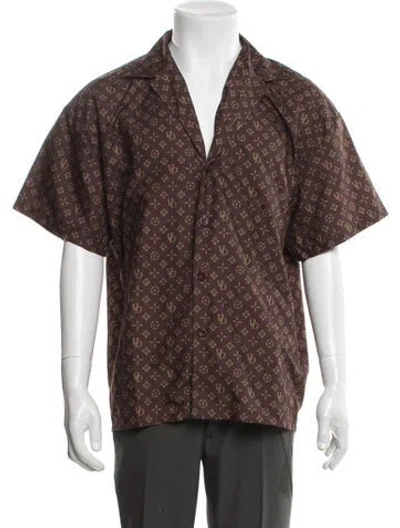 Pre-owned Vandy The Pink Graphic Print Short Sleeve Shirt In Brown