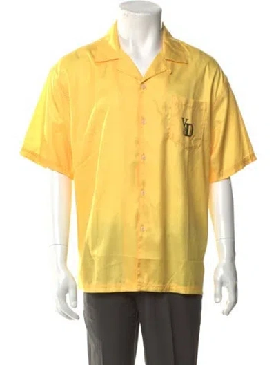 Pre-owned Vandy The Pink Graphic Print Short Sleeve Shirt In Yellow