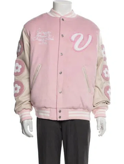 Pre-owned Vandy The Pink Graphic Print Varsity Jacket W/ Tags In Pink
