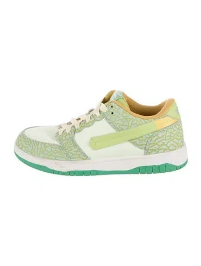 Pre-owned Vandy The Pink Leather Animal Print Sneakers In Green