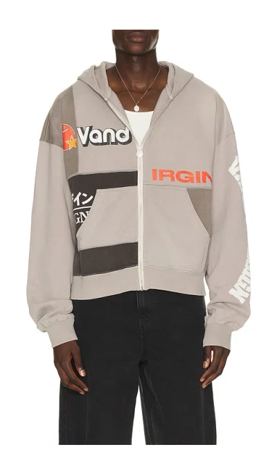 Vandythepink Paneled Zip Up Hoodie In Brown