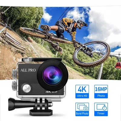 Vaneken 4k Action Pro Waterproof All Digital Uhd Wifi Camera + Rf Remote And Accessories In Black