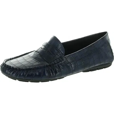 Vaneli Alika Womens Embossed Crocodile Print Loafers In Blue